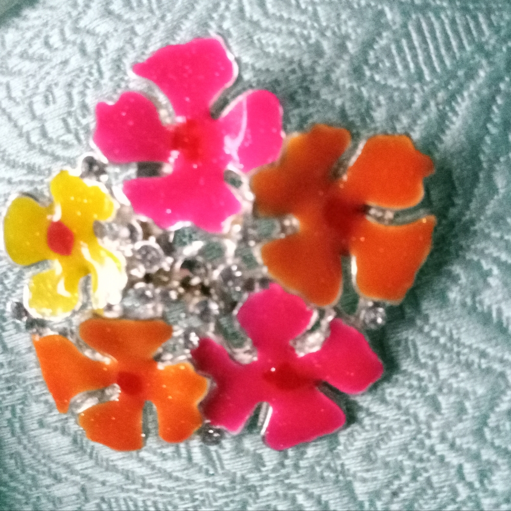 Vintage Flower Spring Multicolored Brooch, Flower Garden